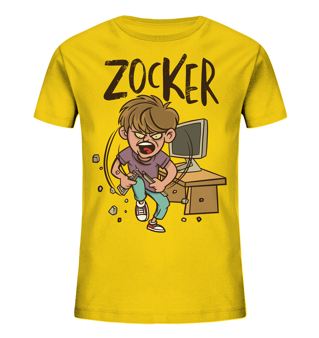 Zorniger Zocker zerbricht die Tastatur  - Kids Organic Shirt