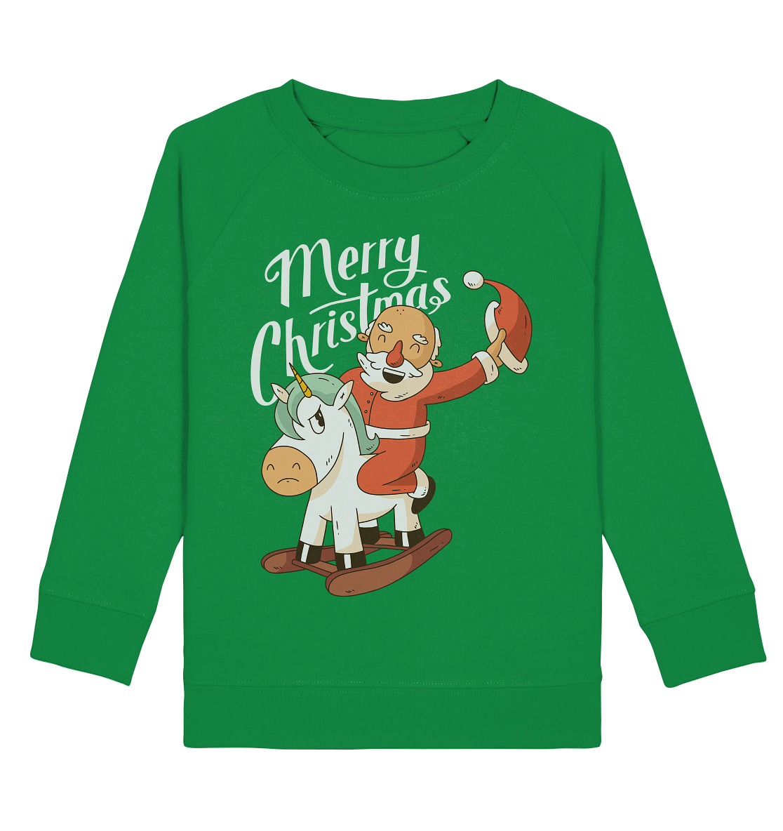 Weihnachten Nikolaus am Schaukelpferd Merry Christmas  - Kids Organic Sweatshirt