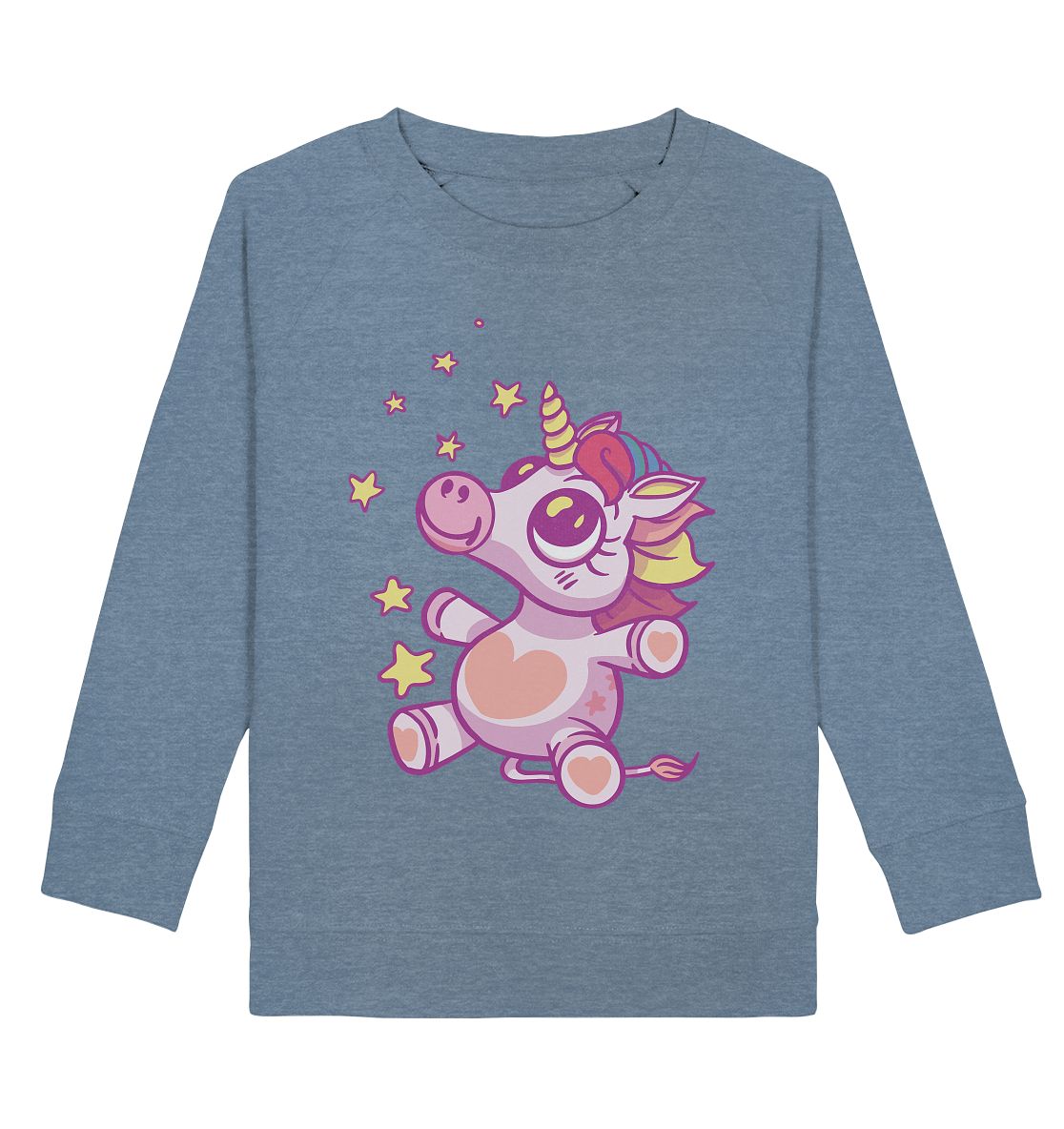 Baby Einhorn Dino mit Sternen  - Kids Organic Sweatshirt