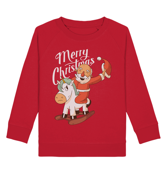 Weihnachten Nikolaus am Schaukelpferd Merry Christmas  - Kids Organic Sweatshirt