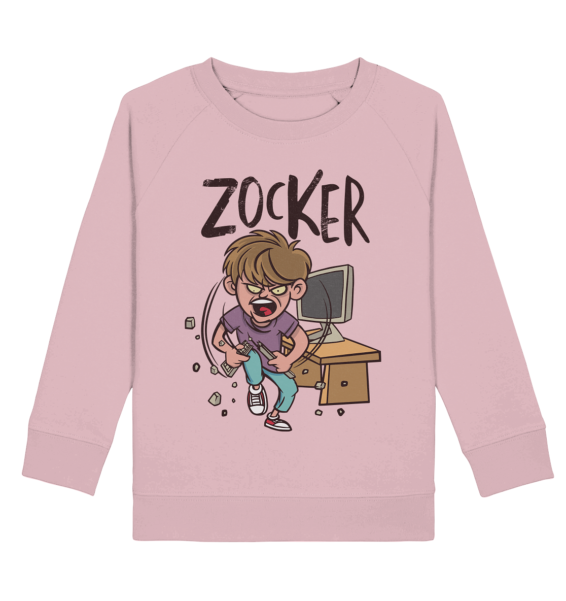 Zorniger Zocker zerbricht die Tastatur  - Kids Organic Sweatshirt