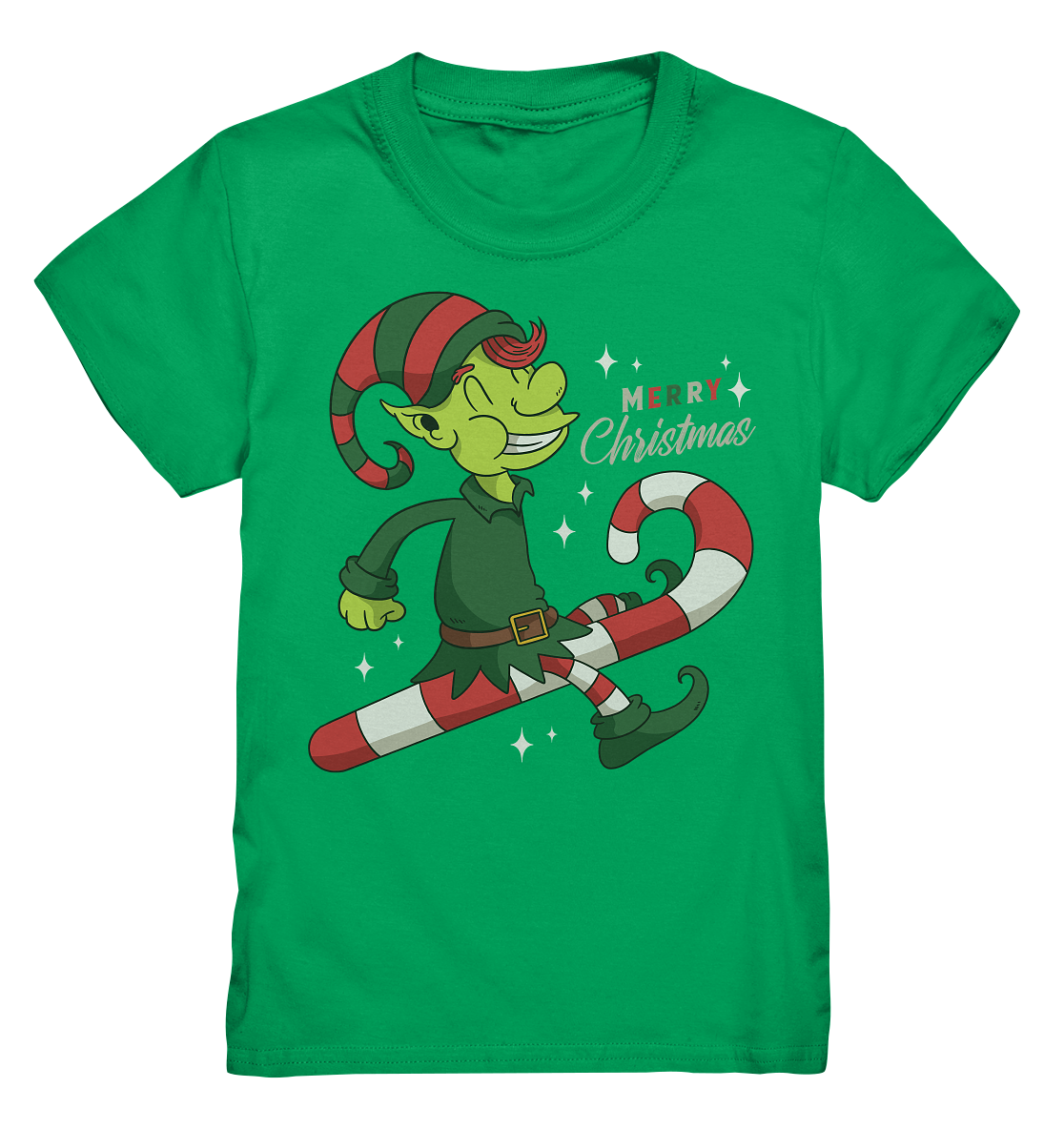 Weihnacht Design Netter Weihnachtself  mit Zuckerstange Merry Christmas - Kids Premium Shirt