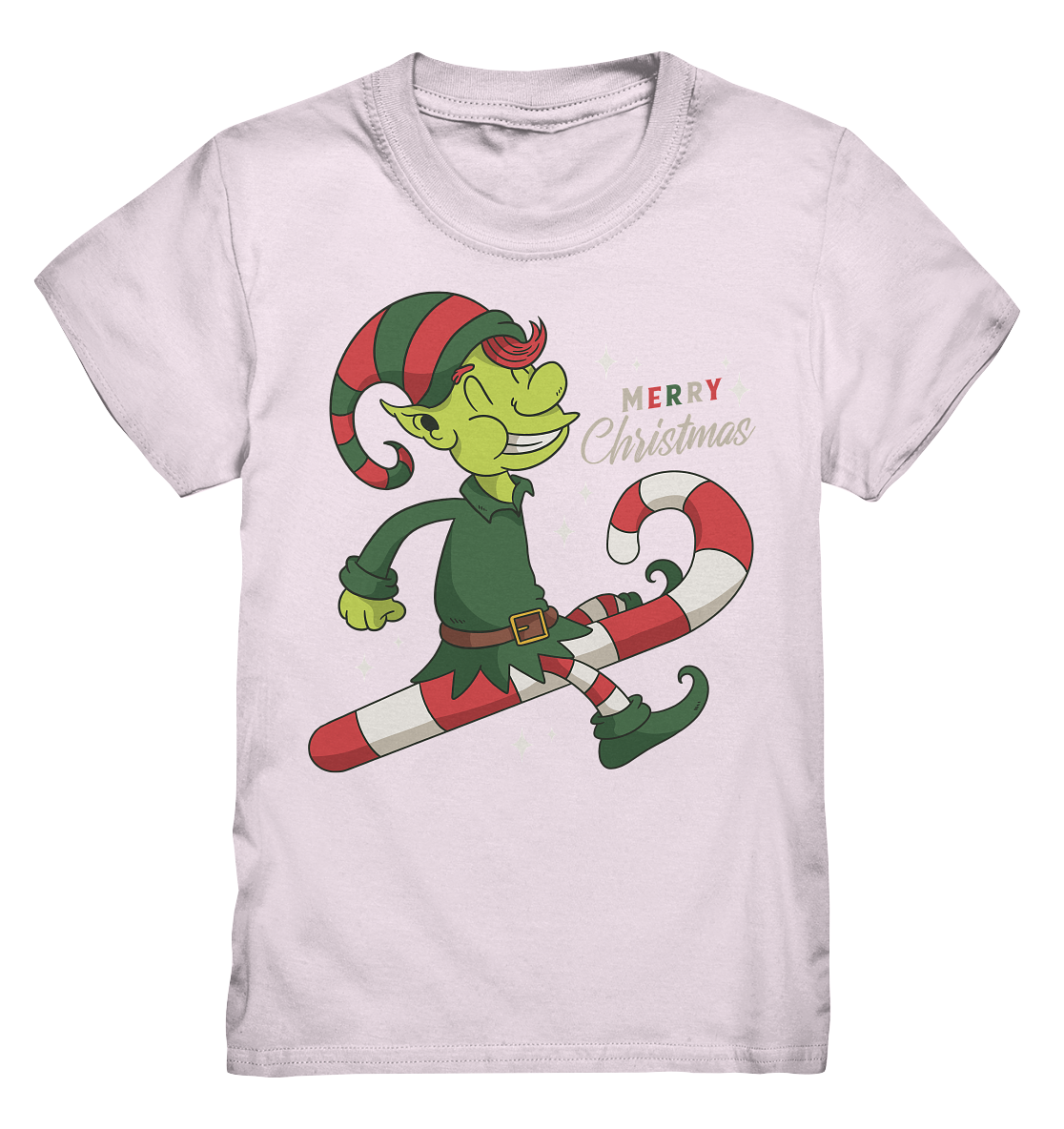 Weihnacht Design Netter Weihnachtself  mit Zuckerstange Merry Christmas - Kids Premium Shirt