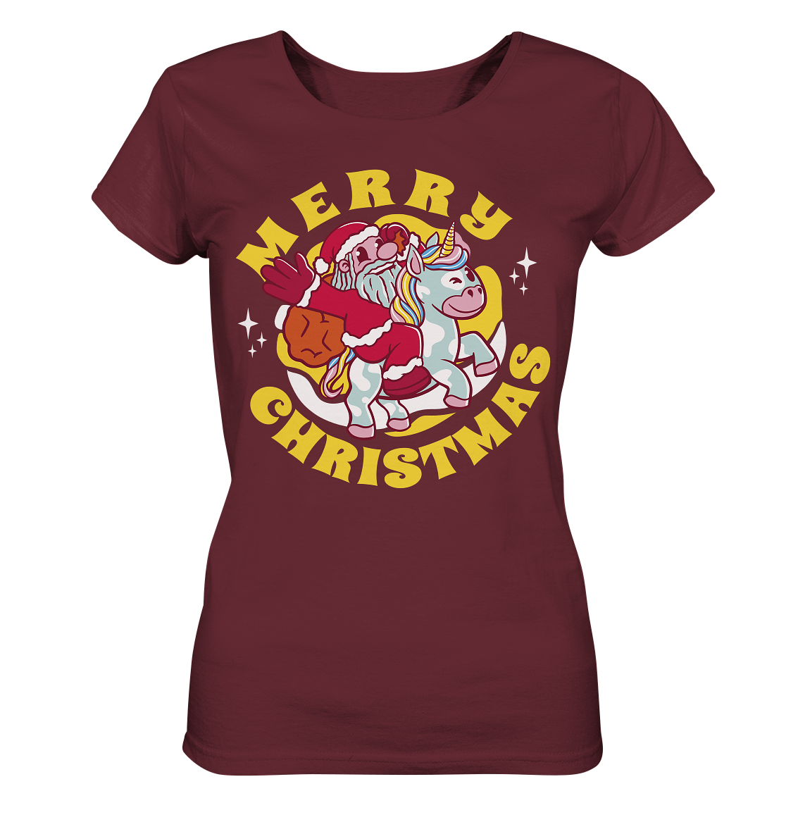 Reitender Nikolaus,Merry Christmas, Frohe Weihnachten  - Ladies Organic Basic Shirt