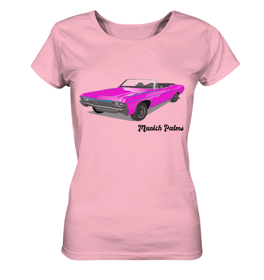 Pink Retro Classic Car Oldtimer, Car, Convertible by Munich Palms - Ladies Organic Basic Shirt