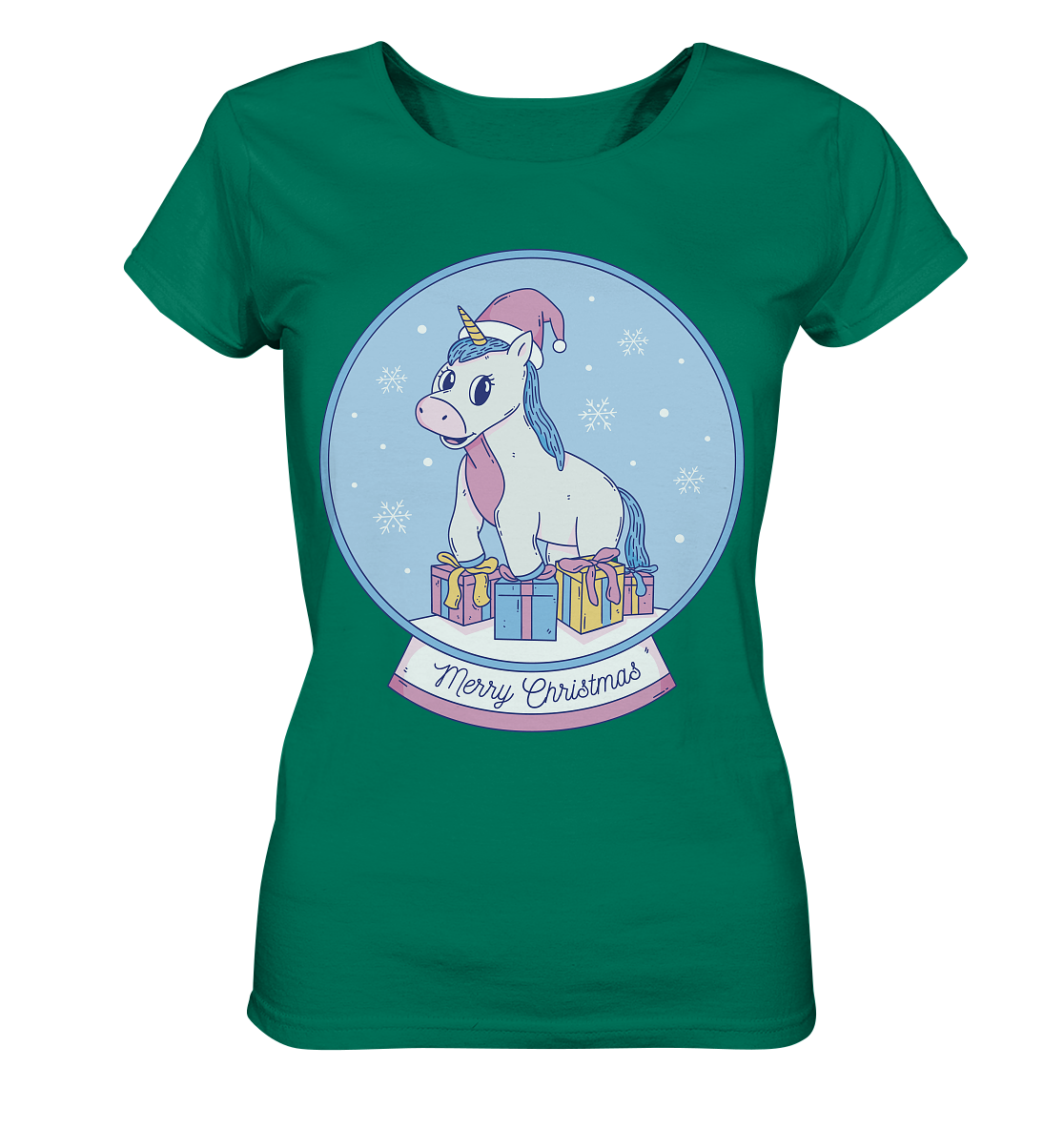 Weihnachten , Weihnachtskugel mit Einhorn , Unicorn Merry Christmas - Ladies Organic Shirt
