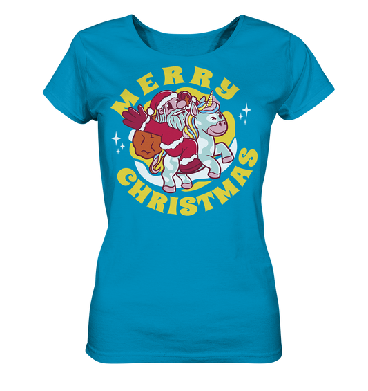 Riding Santa Claus, Merry Christmas, Merry Christmas - Ladies Organic Shirt