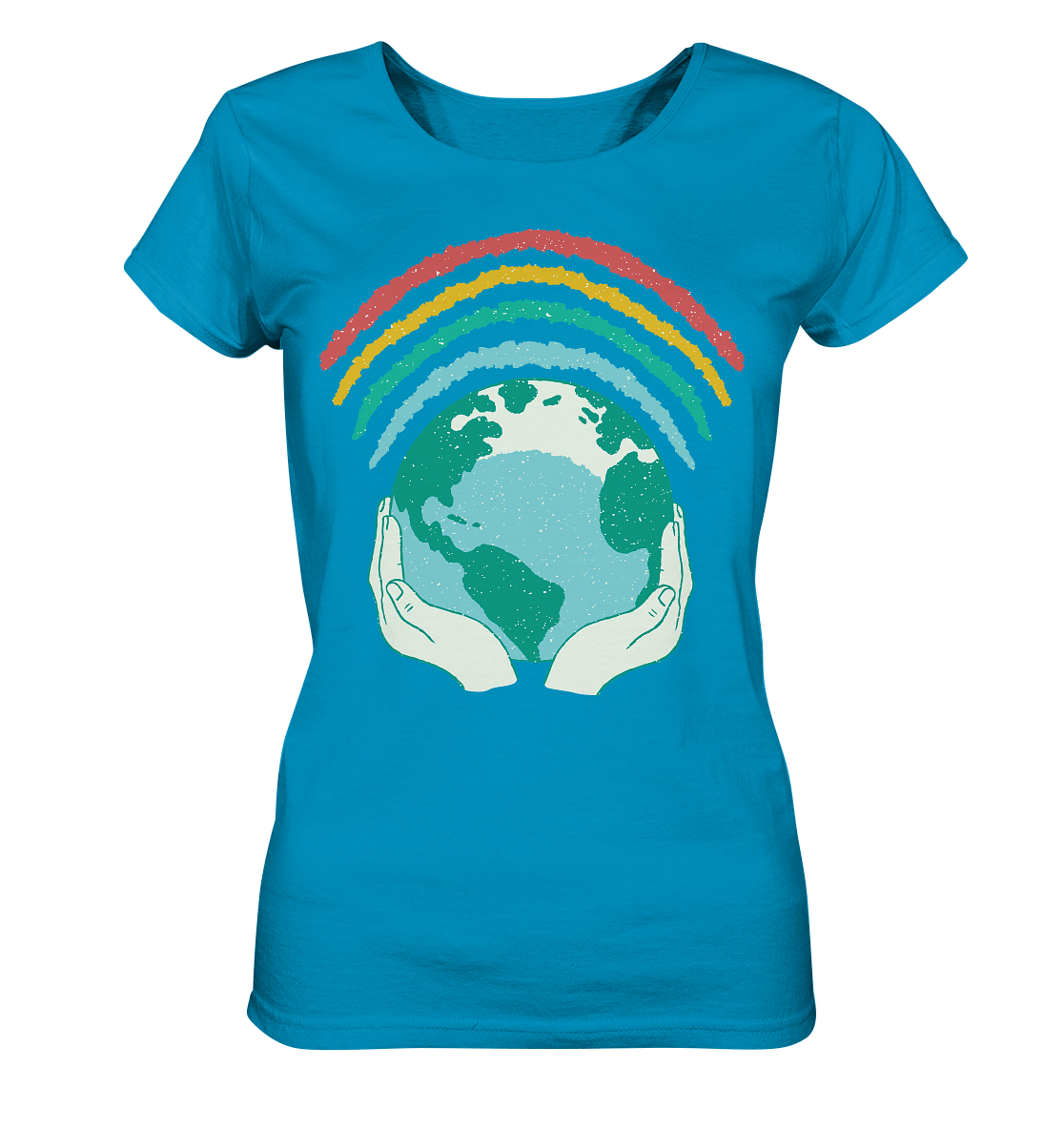 Regenbogen mit Weltkugel in Händen    - Ladies Organic Shirt