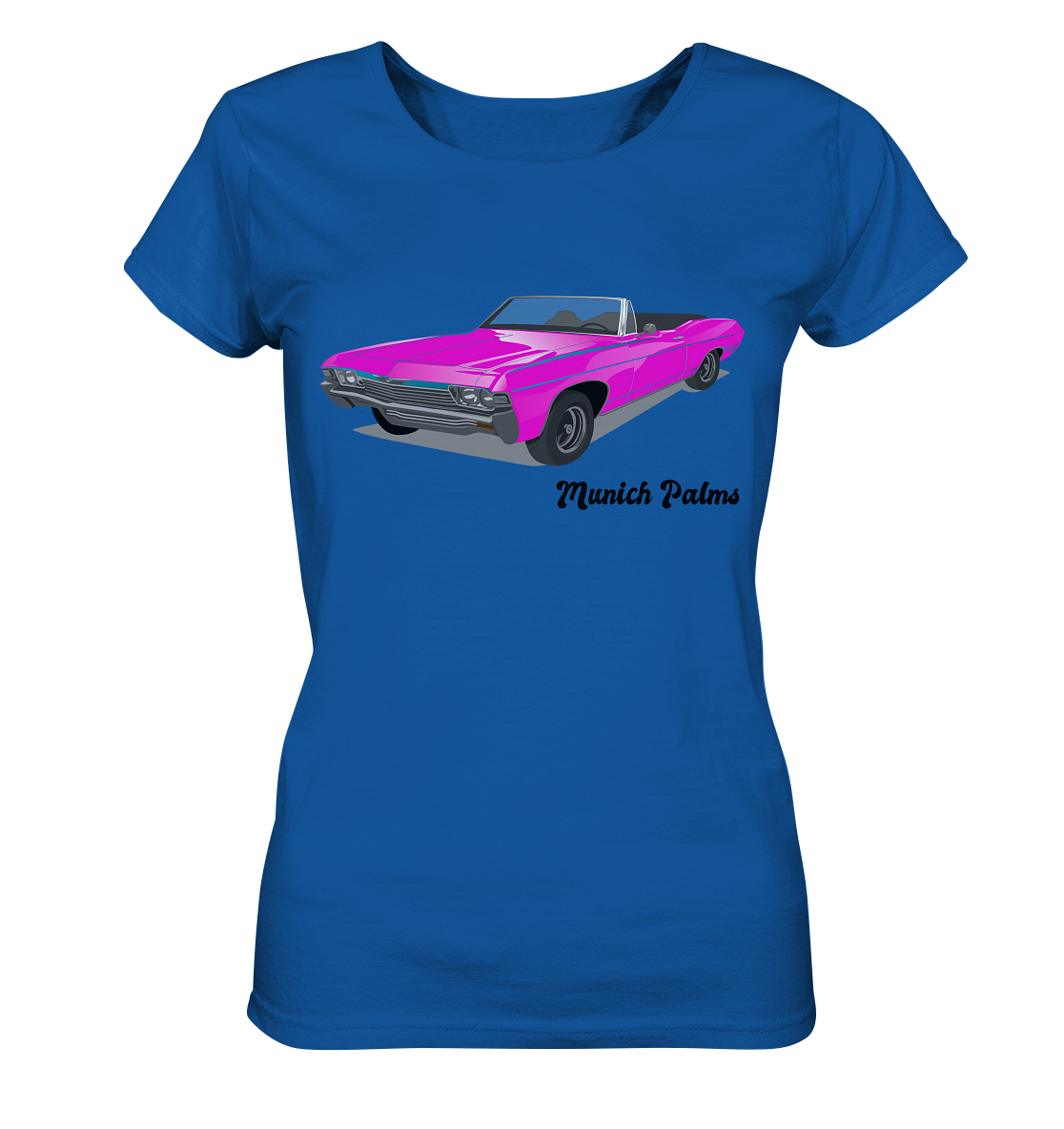 Pink Retro Classic Car Oldtimer, Car, Convertible by Munich Palms - Ladies Organic Shirt