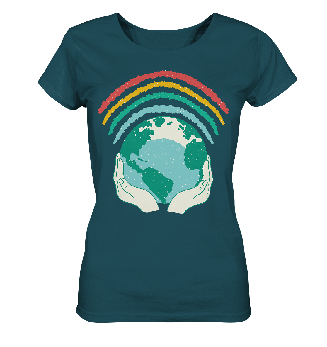 Regenbogen mit Weltkugel in Händen    - Ladies Organic Shirt