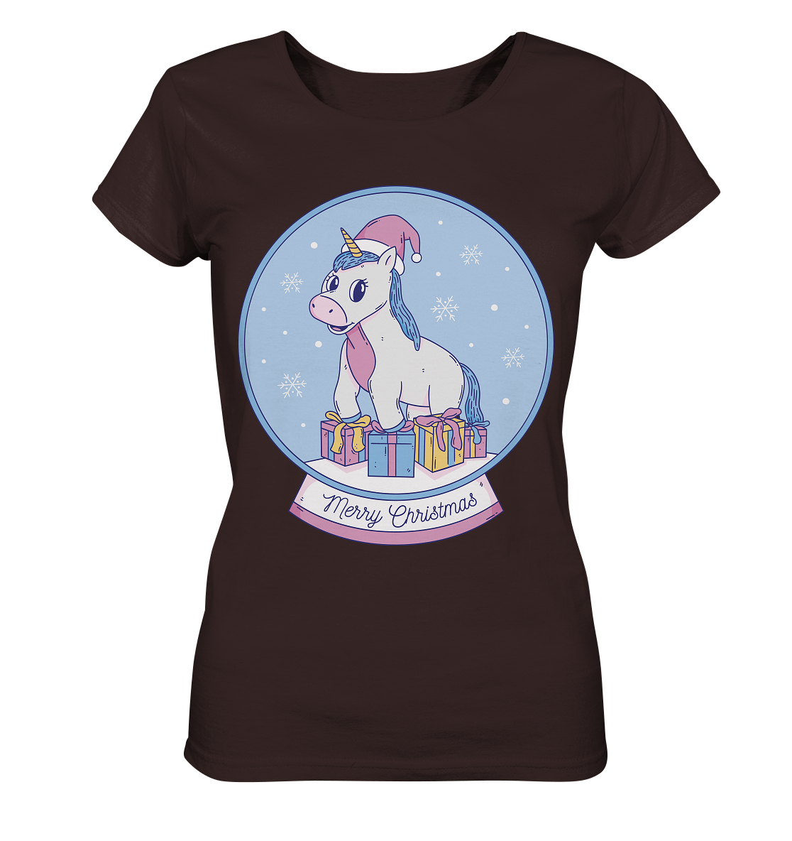 Christmas, Christmas ball with unicorn, Unicorn Merry Christmas - Ladies Organic Shirt