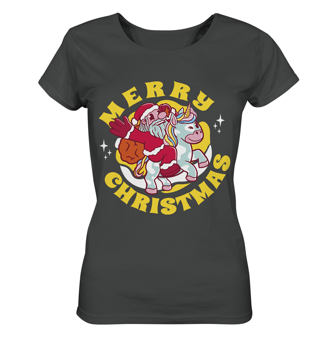 Nikolaus auf Einhorn reitend , Santa Claus Unicorn ,Merry Christmas  - Ladies Organic Shirt