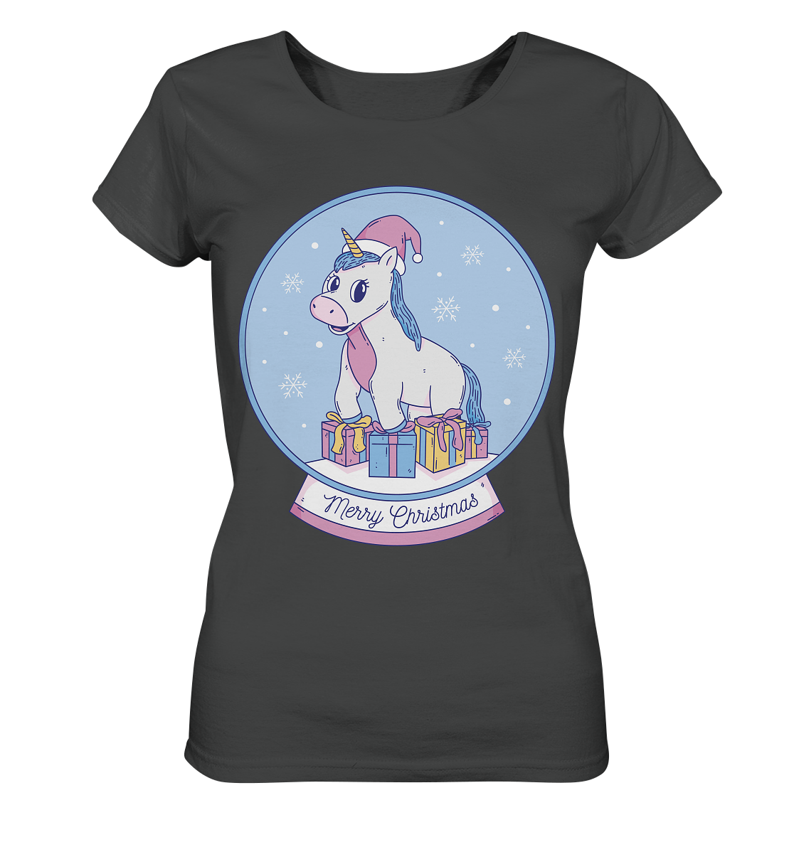 Christmas, Christmas ball with unicorn, Unicorn Merry Christmas - Ladies Organic Shirt