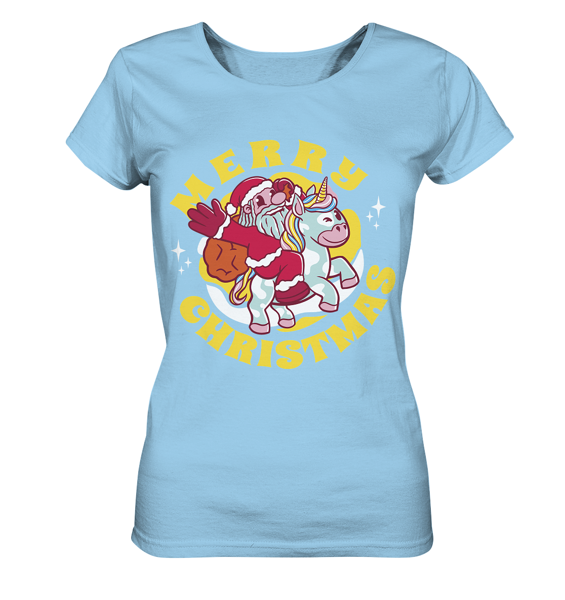 Nikolaus auf Einhorn reitend , Santa Claus Unicorn ,Merry Christmas  - Ladies Organic Shirt