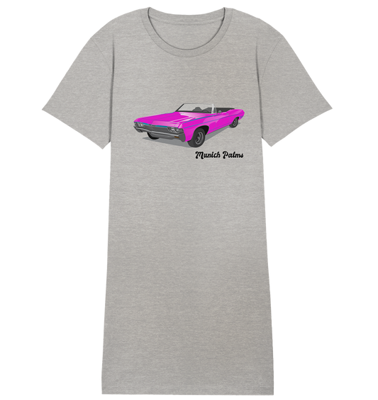 Pink Retro Classic Car Oldtimer , Auto ,Cabrio by Munich Palms - Ladies Organic Shirt Dress