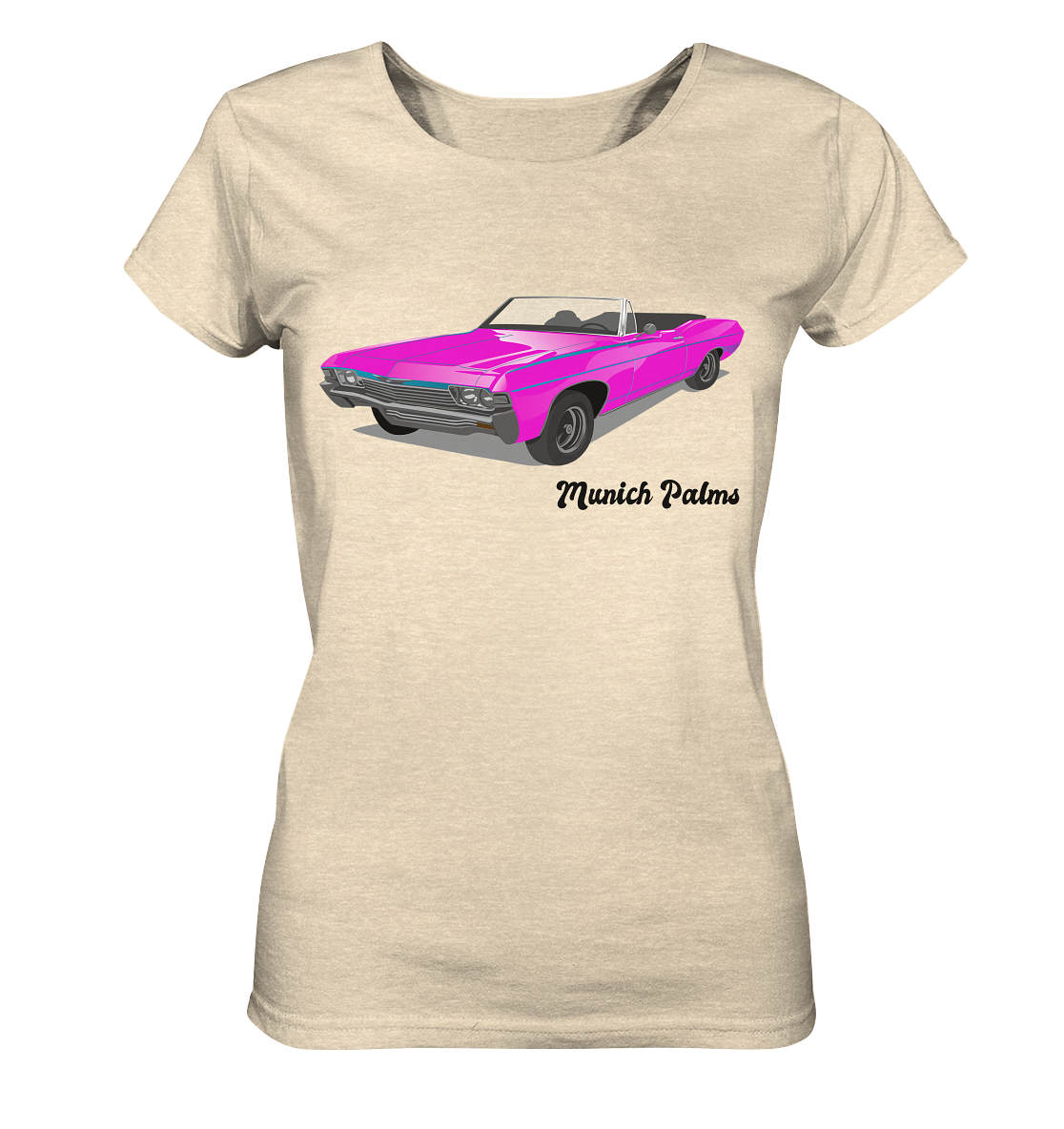 Pink Retro Classic Car Oldtimer, Car, Convertible by Munich Palms - Ladies Organic Shirt