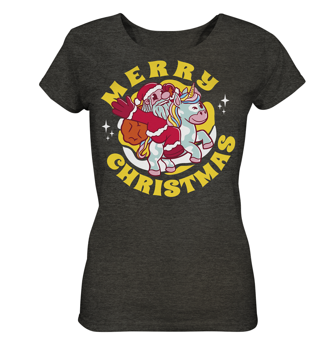 Reitender Nikolaus,Merry Christmas, Frohe Weihnachten  - Ladies Organic Shirt (meliert)