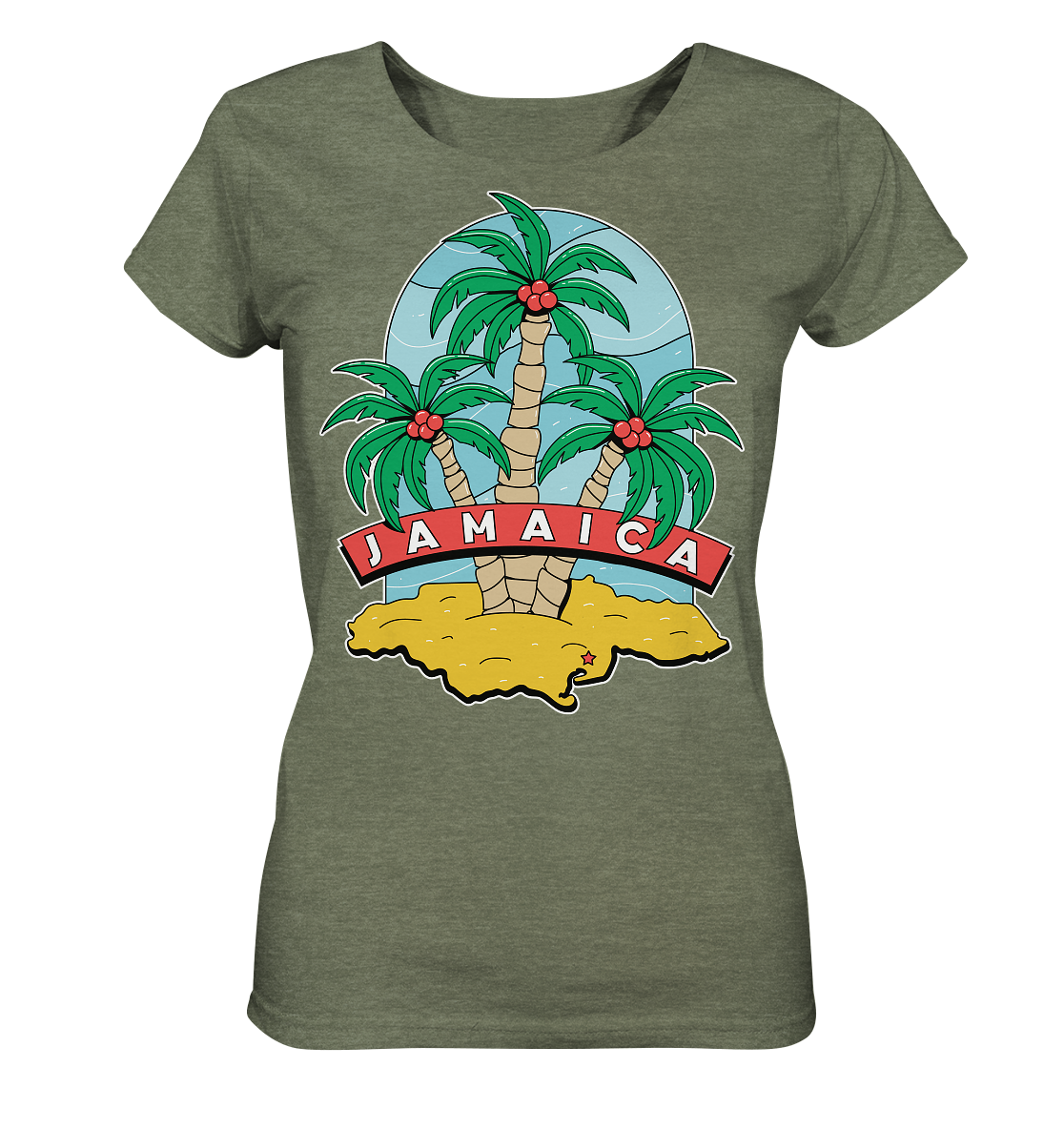 Jamaica Strand mit Palmen  - Ladies Organic Shirt (meliert)