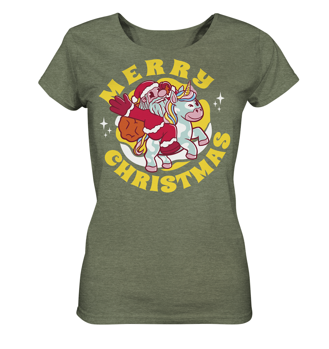 Nikolaus auf Einhorn reitend , Santa Claus Unicorn ,Merry Christmas  - Ladies Organic Shirt (meliert)