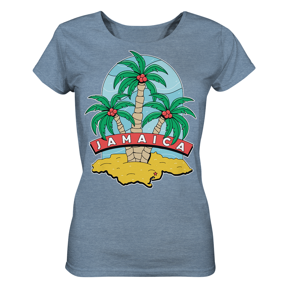 Jamaica Strand mit Palmen  - Ladies Organic Shirt (meliert)