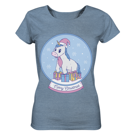Christmas, Christmas ball with unicorn, Unicorn Merry Christmas - Ladies Organic Shirt (mottled)