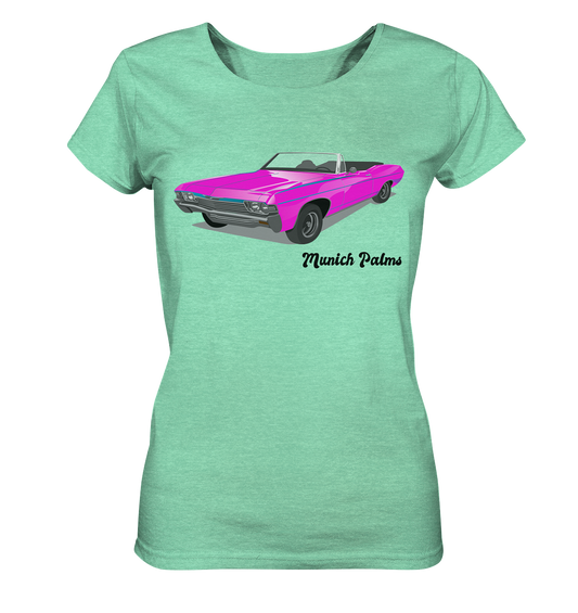 Pink Retro Classic Car Oldtimer, Car, Convertible by Munich Palms - Ladies Organic Shirt (mottled)