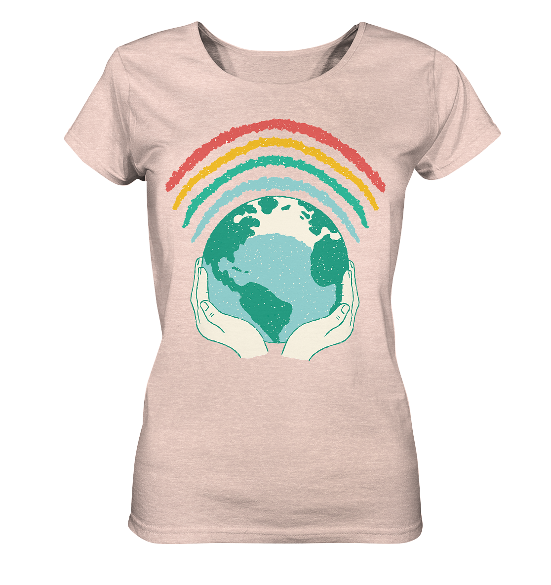 Regenbogen mit Weltkugel in Händen    - Ladies Organic Shirt (meliert)