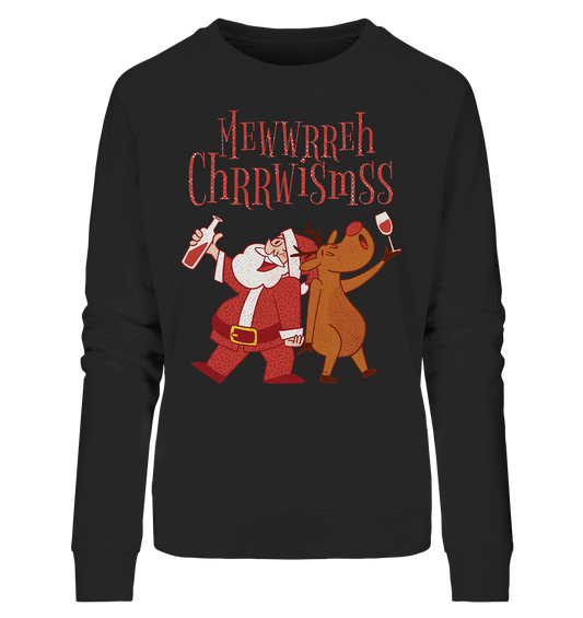 Drunk Santa with Reindeer - Ladies Organic Sweatshirt