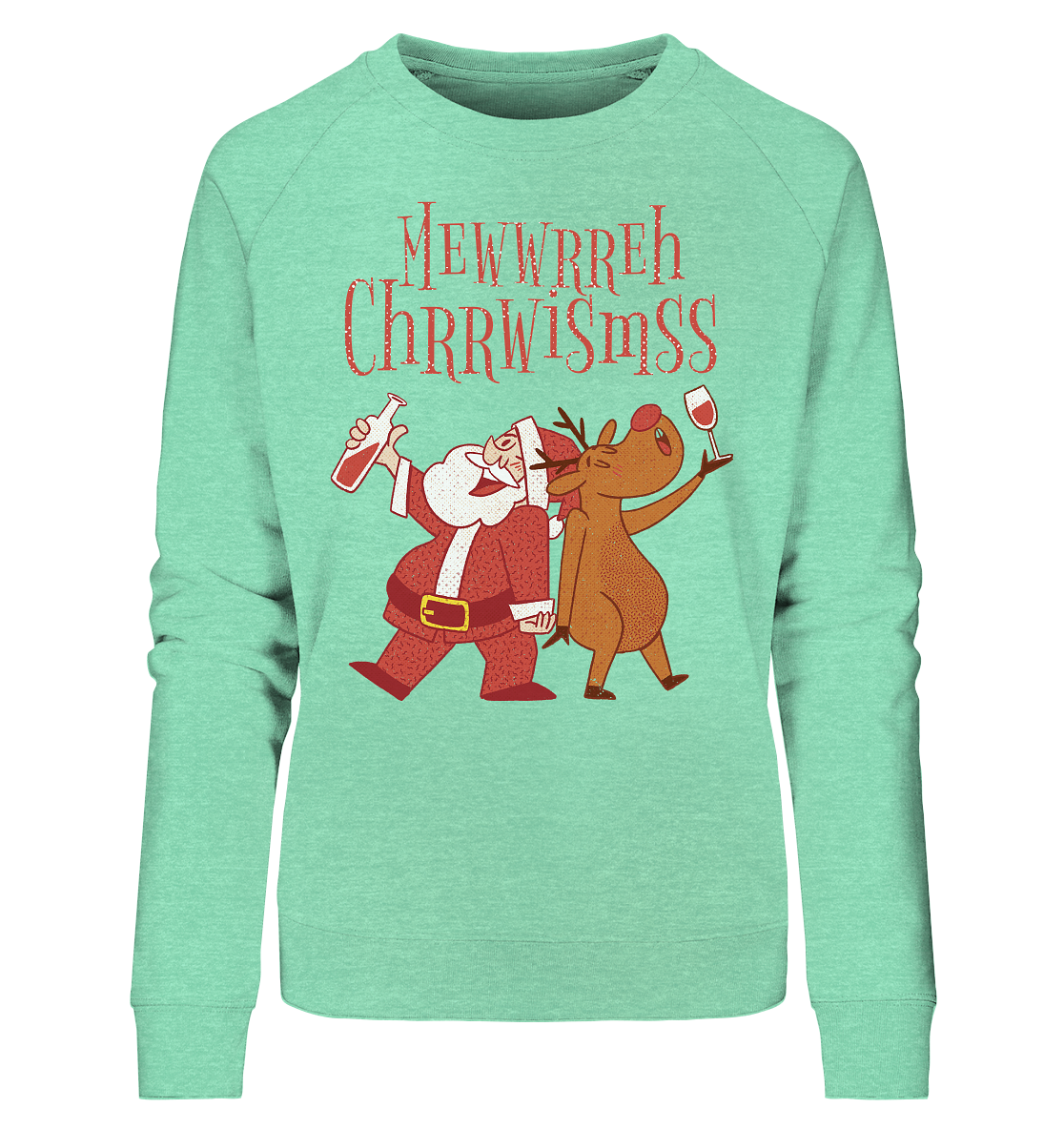 Betrunkerner Nikolaus mit Rentier - Ladies Organic Sweatshirt