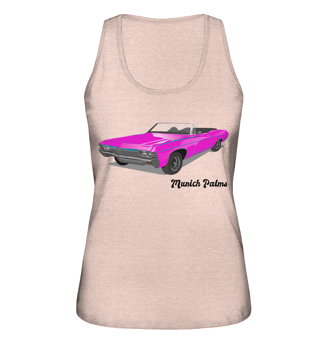 Pink Retro Classic Car Oldtimer, Car, Convertible by Munich Palms - Ladies Organic Tank Top