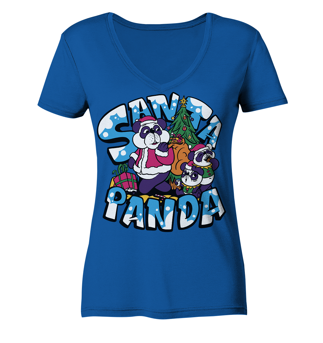 Weihnachten, Santa Panda , Nikolaus Panda ,Merry Christmas  - Ladies Organic V-Neck Shirt