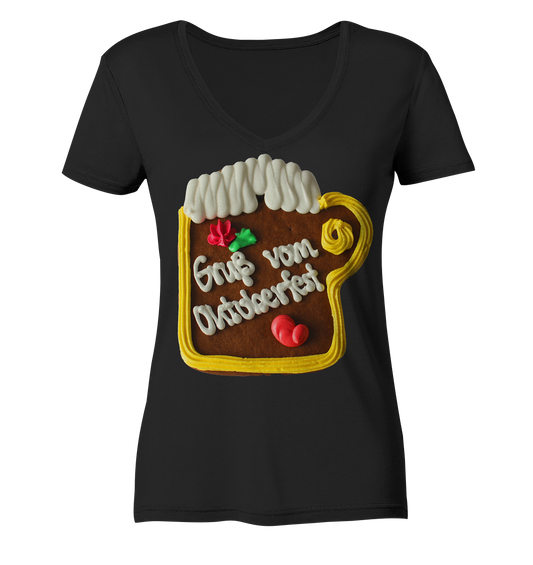 Gingerbread mug greeting from Oktoberfest, autumn festival, folk festival - Ladies Organic V-Neck Shirt