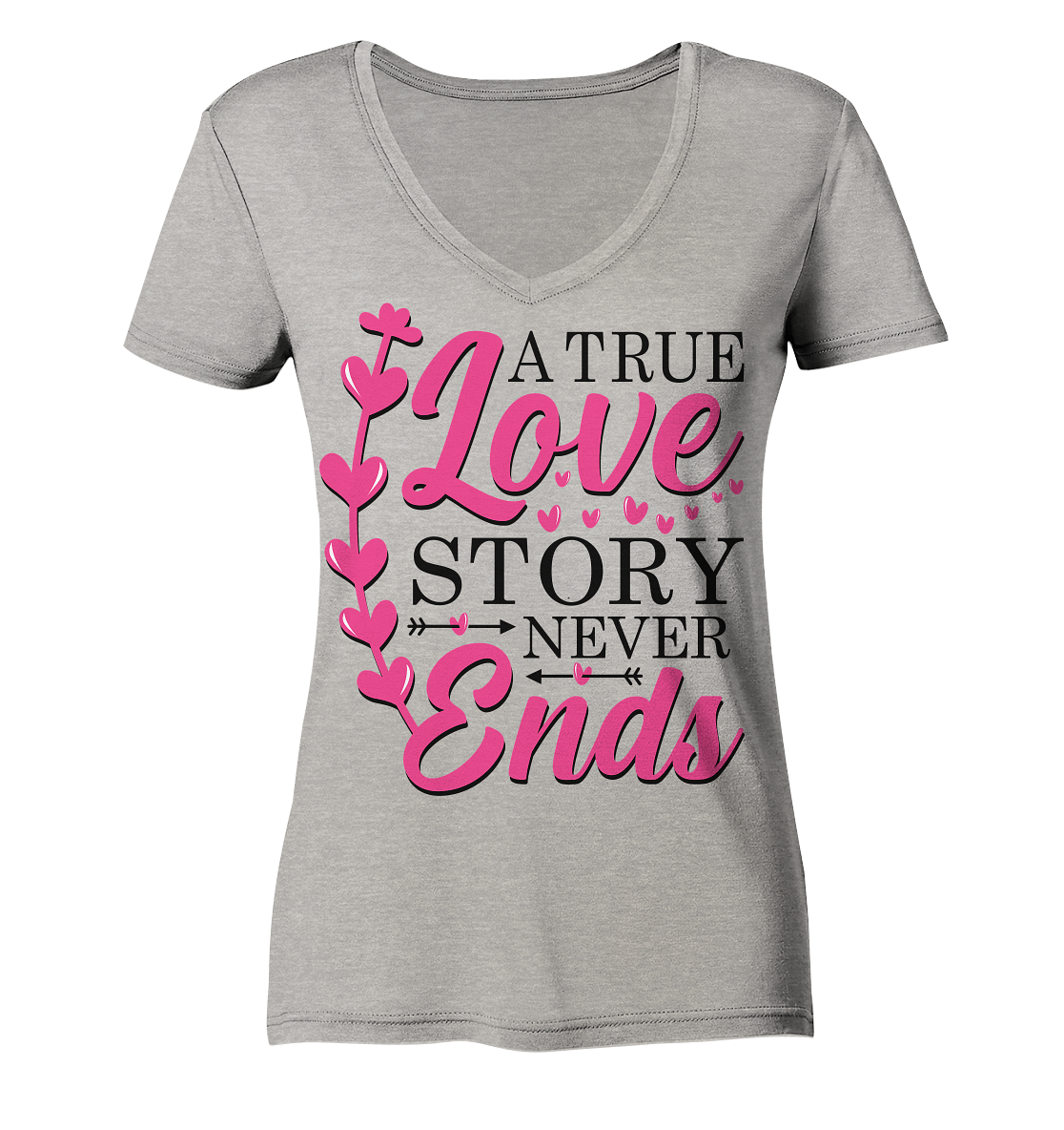 A True Love Story Never Ends - Ladies Organic V-Neck Shirt