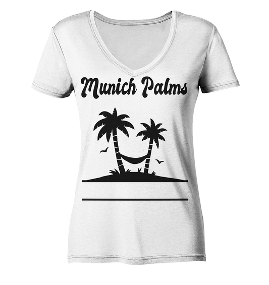 Design Munich Palms - Ladies Organic V-Neck Shirt