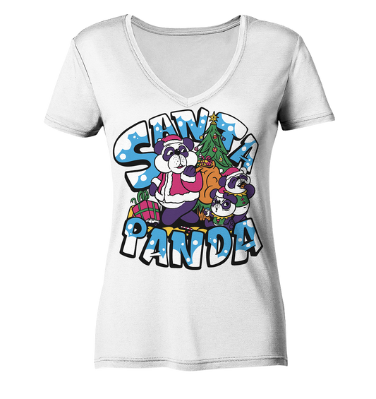 Weihnachten, Santa Panda , Nikolaus Panda ,Merry Christmas  - Ladies Organic V-Neck Shirt