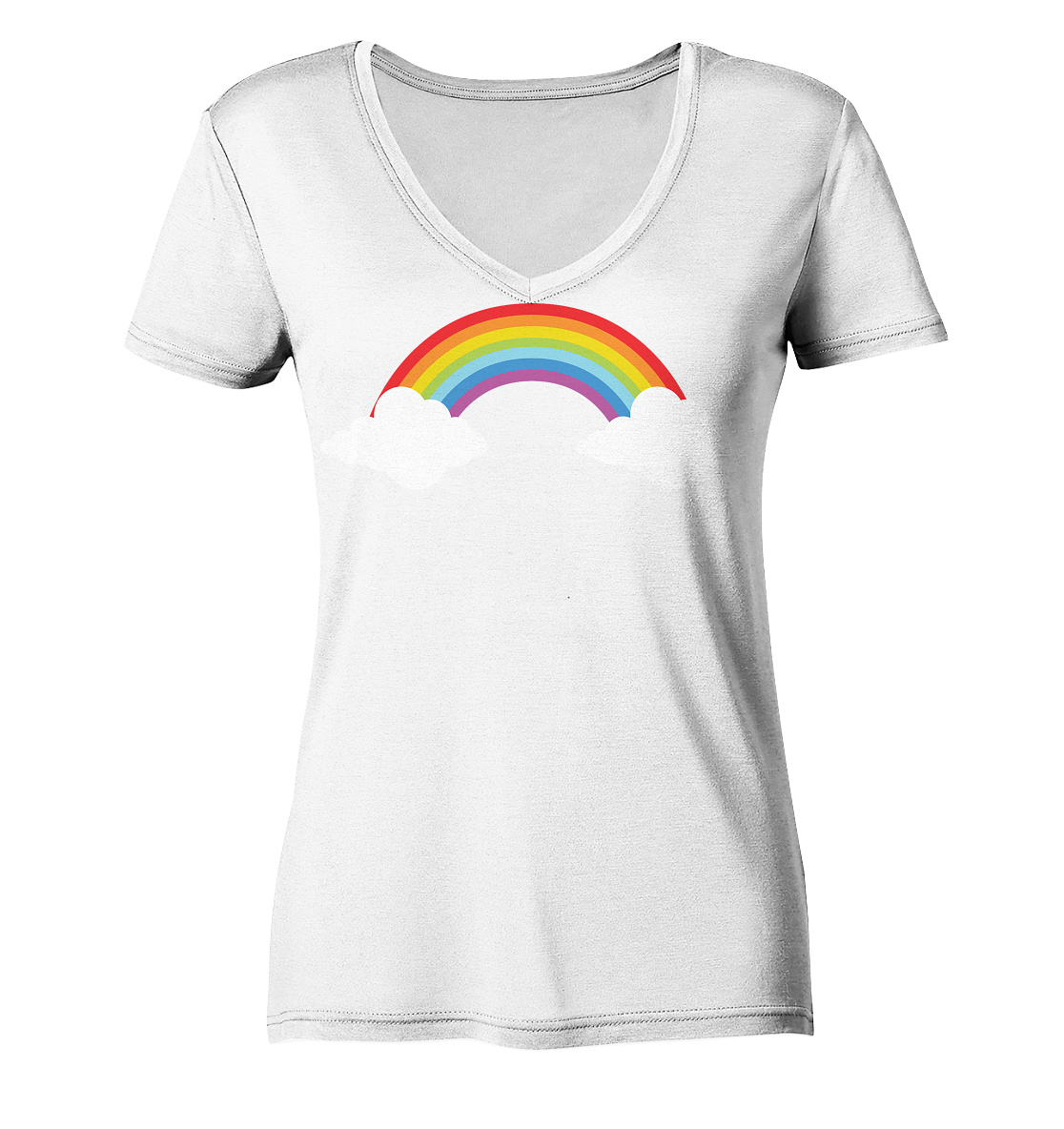 Regenbogen mit Wolken  - Ladies Organic V-Neck Shirt