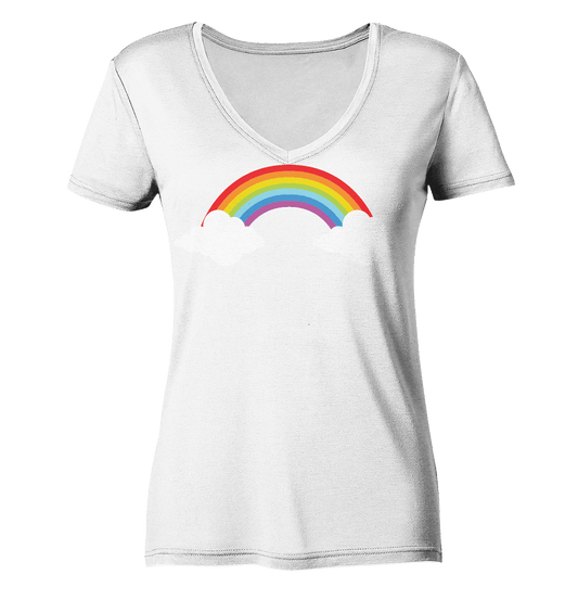 Regenbogen mit Wolken - Ladies Organic V-Neck Shirt - Online Kaufhaus München