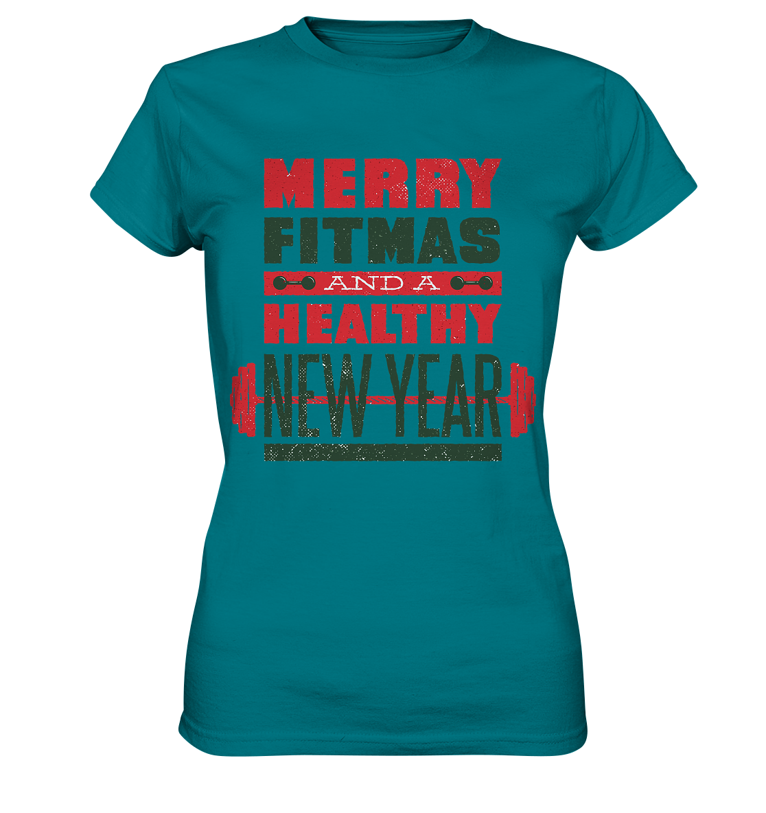 Christmas design, Gym, Merry Fitmas and a Healthy New Year - Ladies Premium Shirt