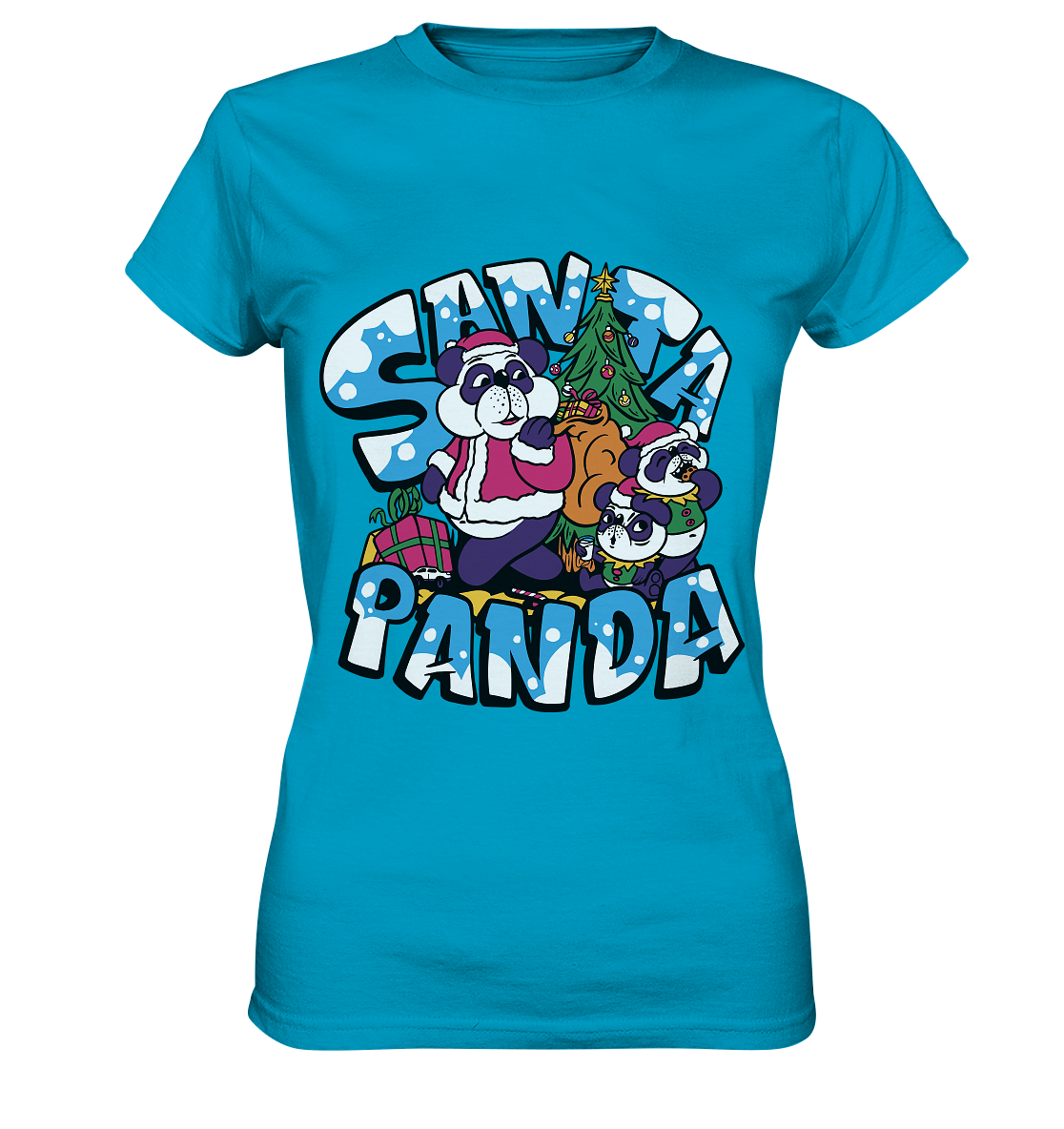 Christmas, Santa Panda, Santa Claus Panda, Merry Christmas - Ladies Premium Shirt