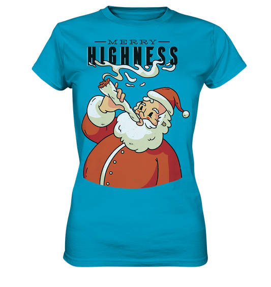 Weihnachten Kiffender Weihnachtsmann Nikolaus Merry Highness - Ladies Premium Shirt