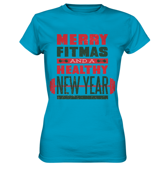 Christmas design, Gym, Merry Fitmas and a Healthy New Year - Ladies Premium Shirt