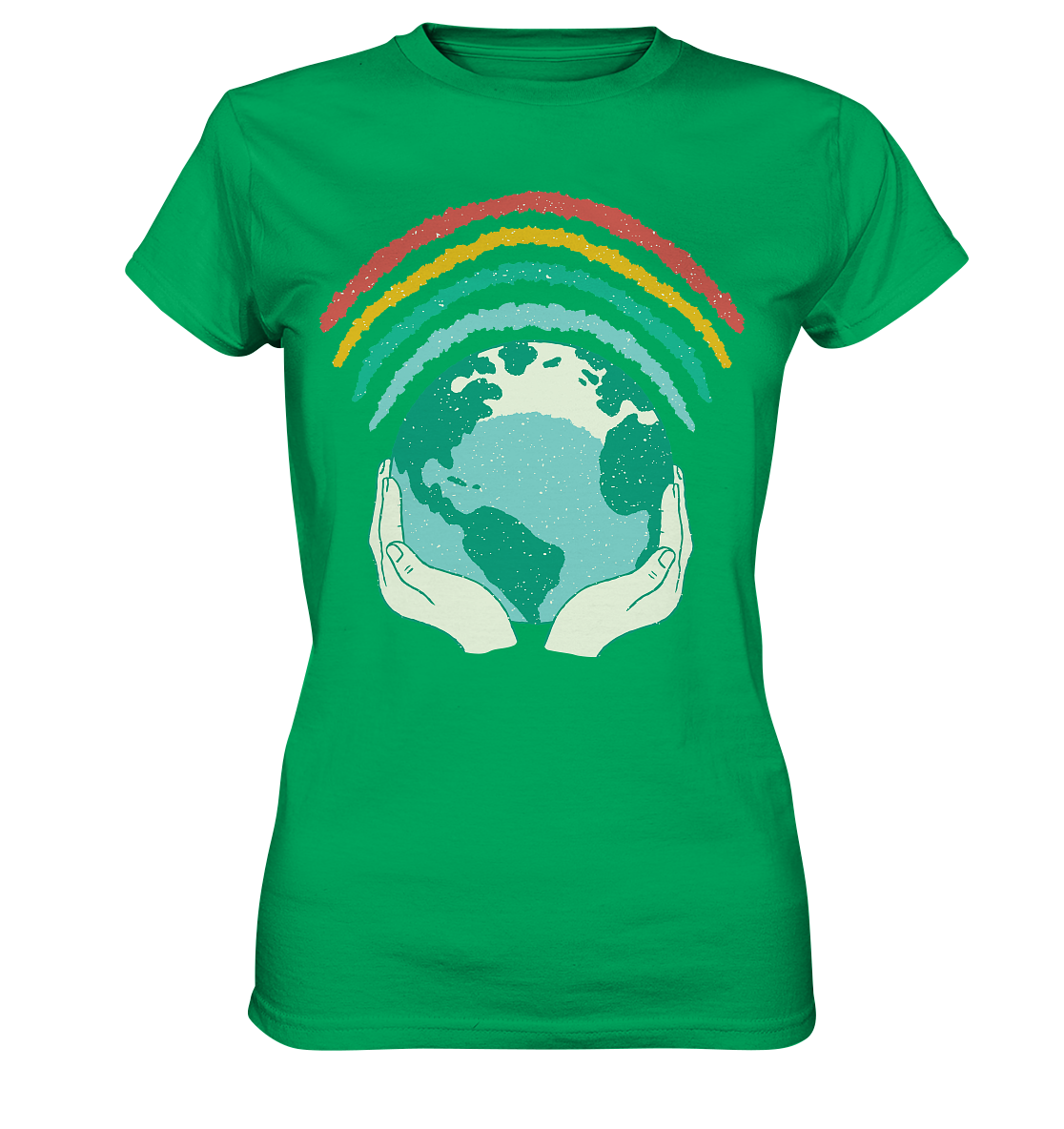 Regenbogen mit Weltkugel in Händen    - Ladies Premium Shirt