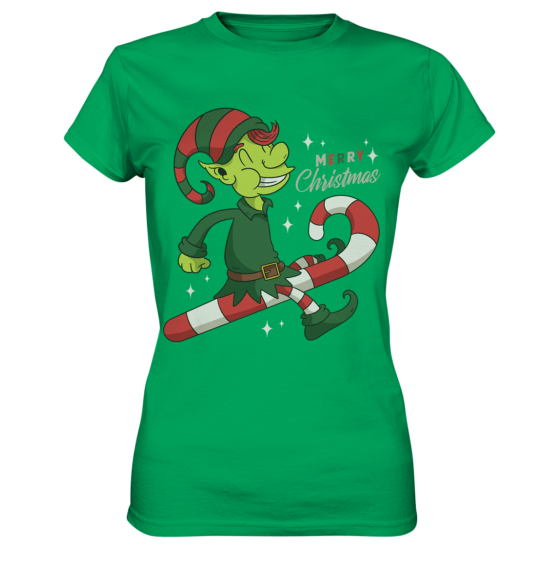 Weihnacht Design Netter Weihnachtself  mit Zuckerstange Merry Christmas - Ladies Premium Shirt