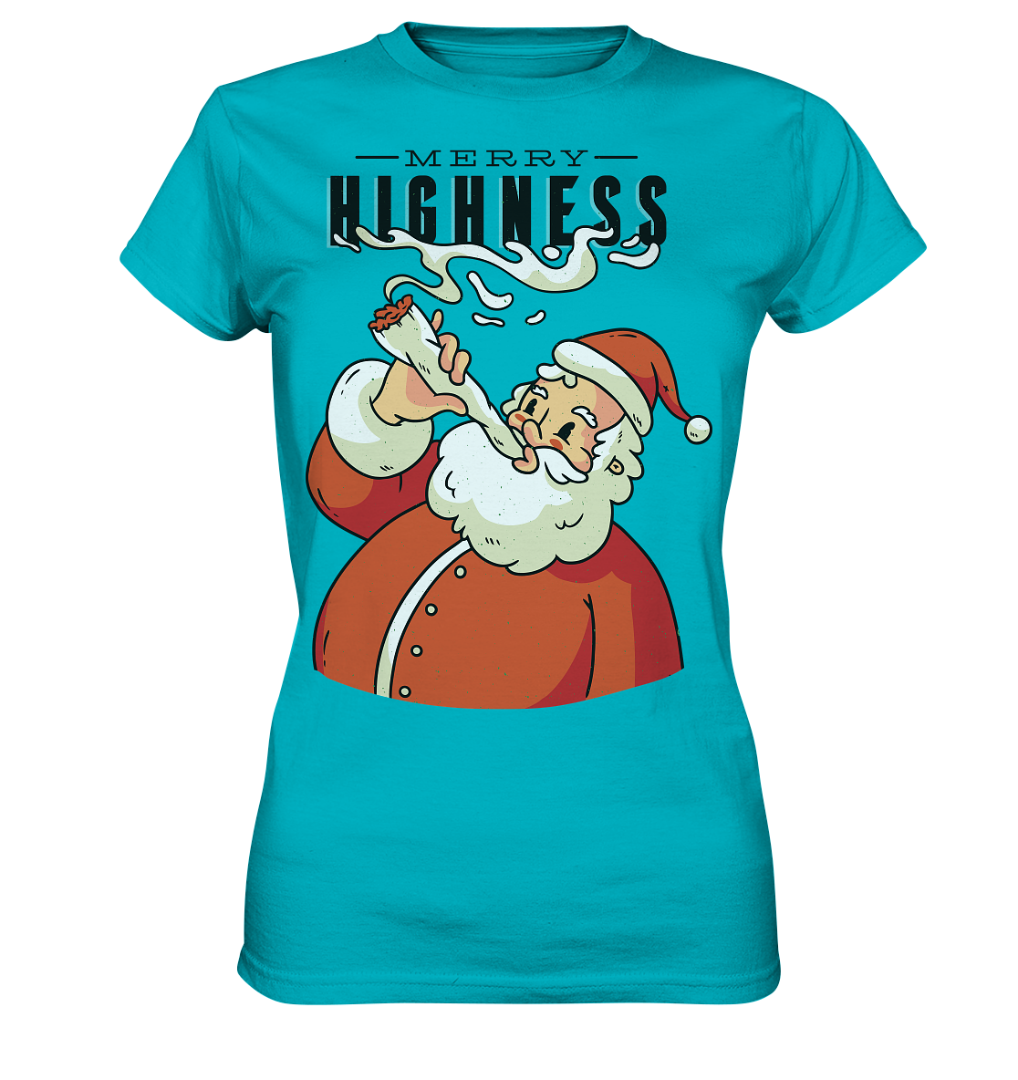 Weihnachten Kiffender Weihnachtsmann Nikolaus Merry Highness - Ladies Premium Shirt