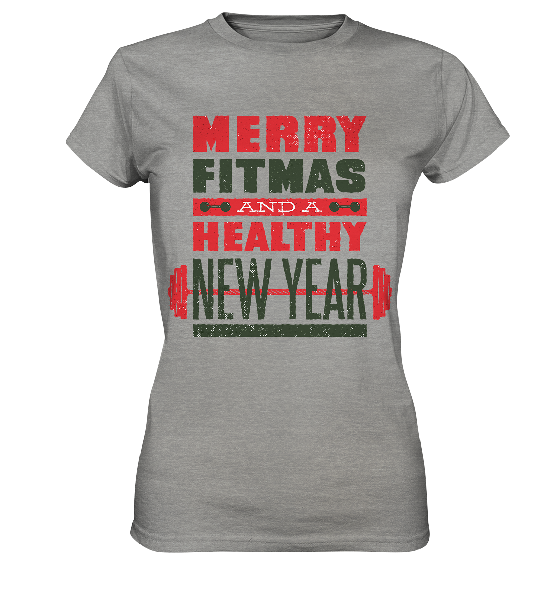 Christmas design, Gym, Merry Fitmas and a Healthy New Year - Ladies Premium Shirt