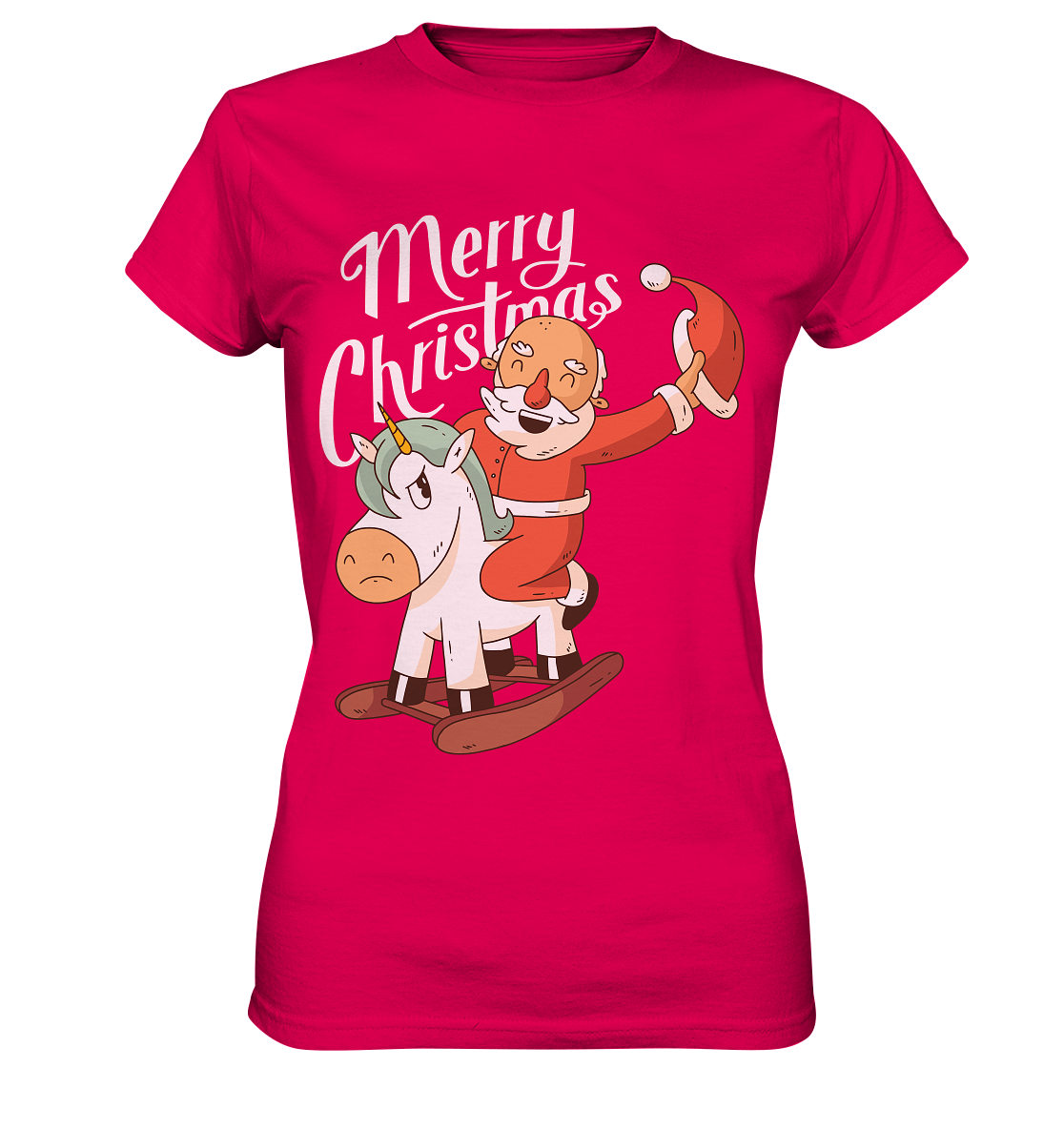 Weihnachten Nikolaus am Schaukelpferd Merry Christmas  - Ladies Premium Shirt