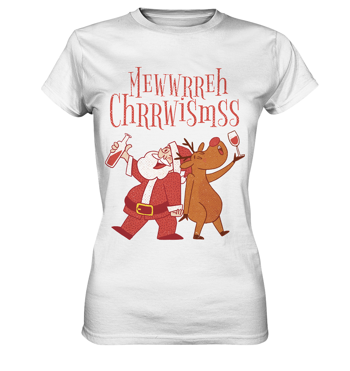 Drunk Santa Claus with Reindeer - Ladies Premium Shirt
