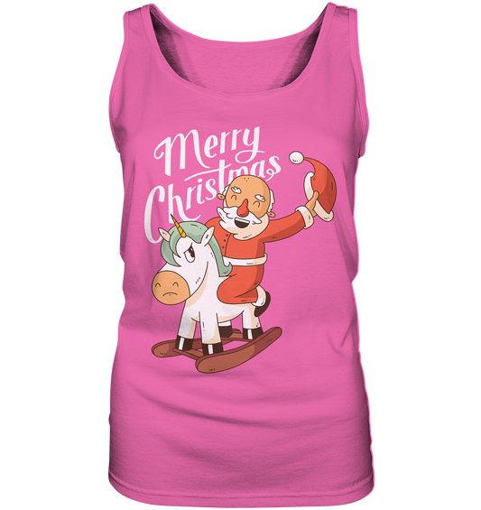 Christmas Santa Claus on the rocking horse Merry Christmas - ladies tank top