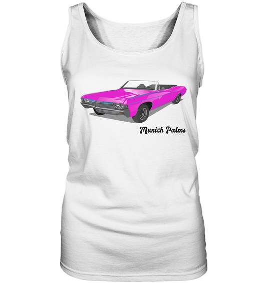 Pink Retro Classic Car Oldtimer, Car, Convertible by Munich Palms - Ladies Tank Top
