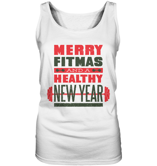 Christmas design, Gym, Merry Fitmas and a Healthy New Year - ladies tank top